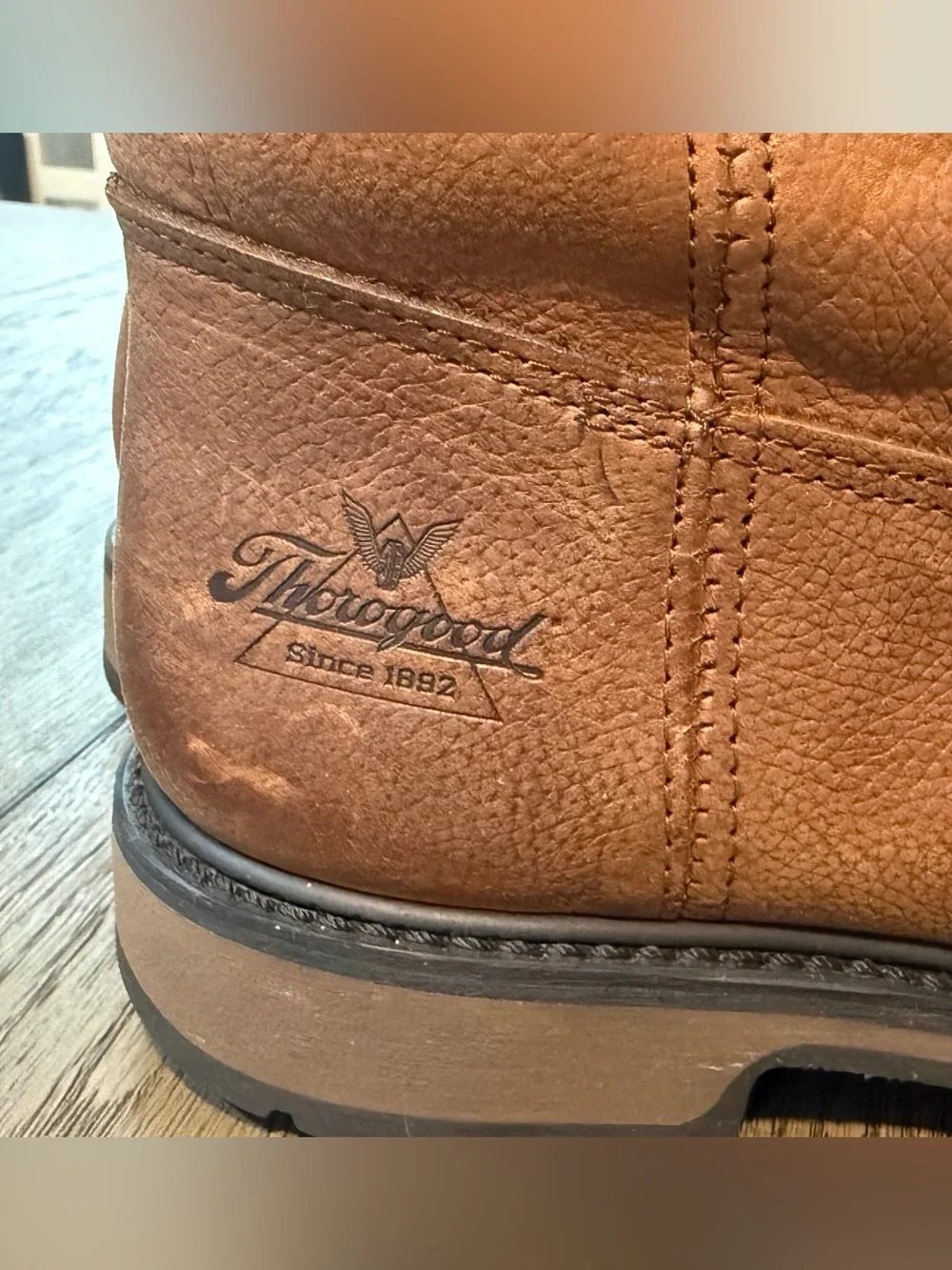 Men's Brown Genuine Leather Pull-On Steel-toes Work Boots